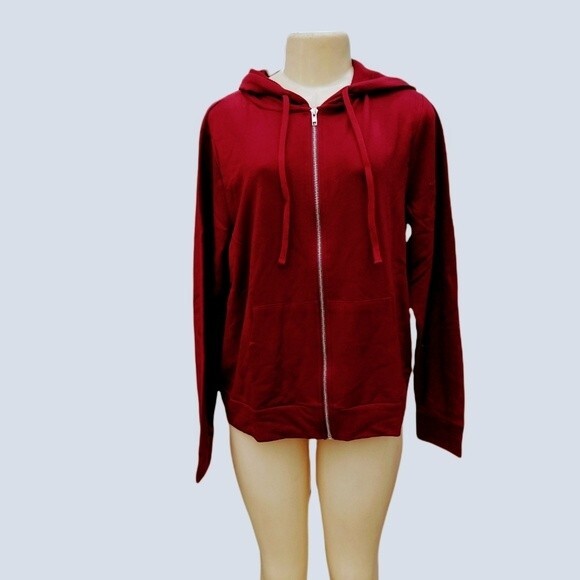 Burgundy Terry Jacket 2X - Picture 2 of 4